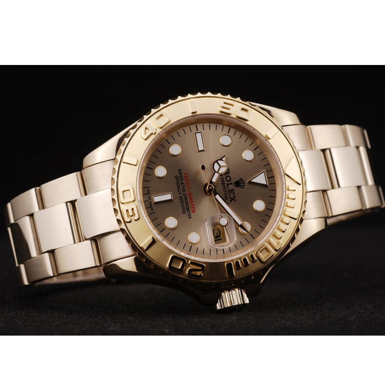 Rolex aaa copy Rolex 98232 Gold Bezel Master Dial Yacht Gold 0814